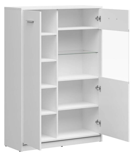 Vitrina NEPO PLUS, alb, PAL laminat/sticla, 90x34x132 cm
