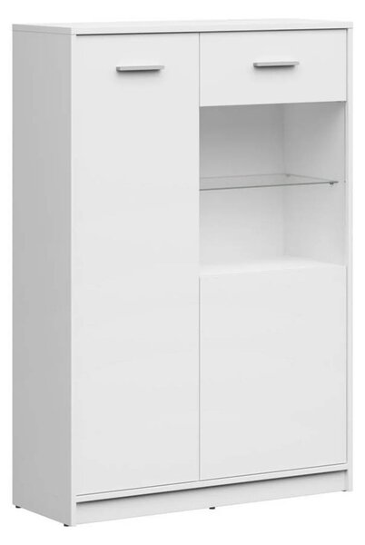 Vitrina NEPO PLUS, alb, PAL laminat/sticla, 90x34x132 cm