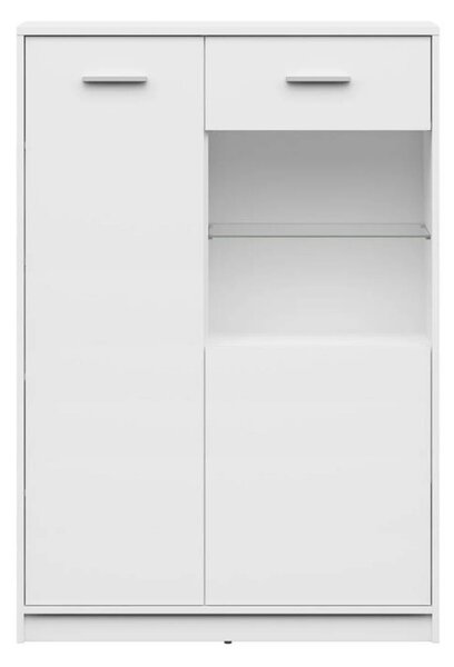 Vitrina NEPO PLUS, alb, PAL laminat/sticla, 90x34x132 cm
