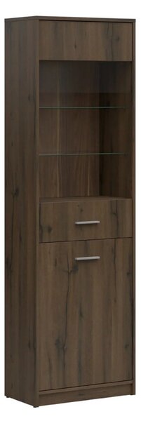 Vitrina NEPO PLUS, stejar nobil, PAL laminat/sticla, 60x34x197 cm