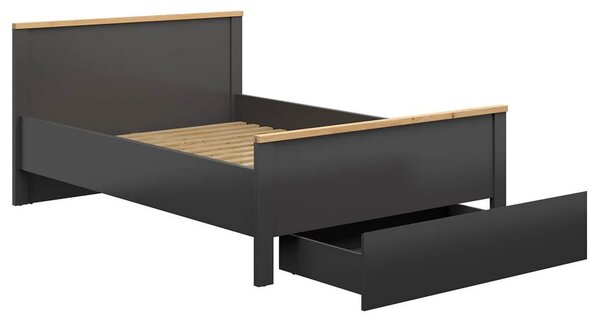 Cadru pat HESEN 140x200, gri grafit/stejar artisan, PAL