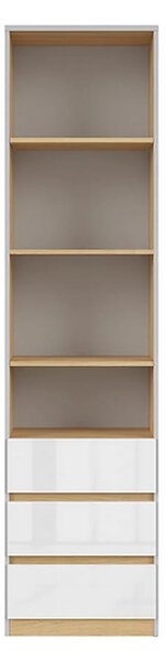 Biblioteca NANDU, gri deschis/stejar, PAL laminat, 39x50x201 cm
