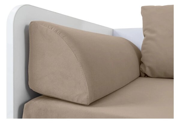 Pat TETRIX 80/160x200, alb/bej, PAL/stofa, cu saltea extensibila si sp