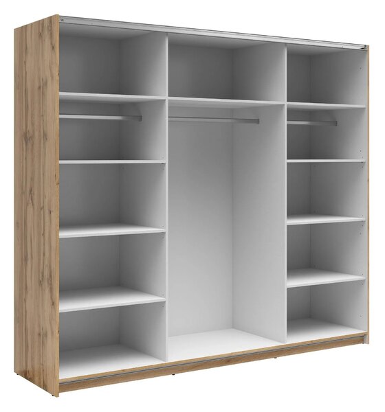 Dressing TETRIX, stejar wotan, PAL, cu 2 usi si oglinzi, 220x60x196 cm