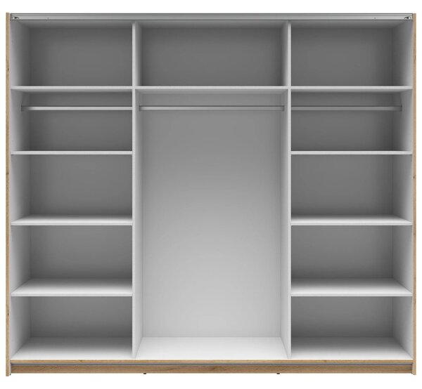 Dressing TETRIX, stejar wotan, PAL, cu 2 usi si oglinzi, 220x60x196 cm