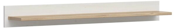 Polita LOKSA, alb/stejar, PAL laminat, 143x24x17 cm