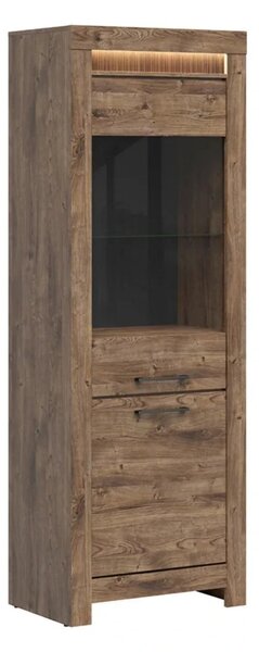 Vitrina TORIN, stejar, PAL/sticla securizata, 71x45x200 cm