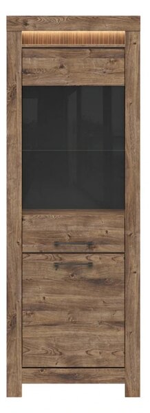Vitrina TORIN, stejar, PAL/sticla securizata, 71x45x200 cm