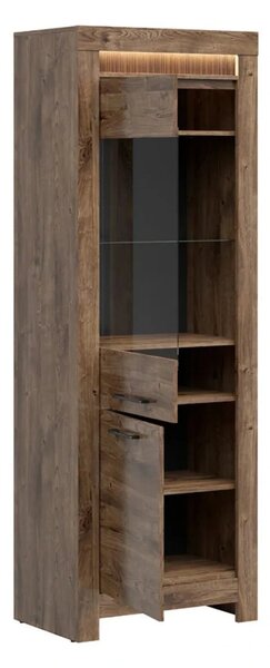 Vitrina TORIN, stejar, PAL/sticla securizata, 71x45x200 cm
