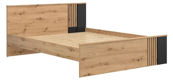 Cadru pat VABRES 160x200, stejar artisan/negru mat, PAL melaminat