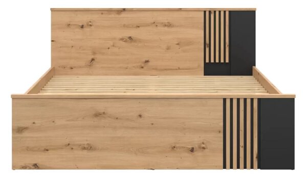 Cadru pat VABRES 160x200, stejar artisan/negru mat, PAL melaminat