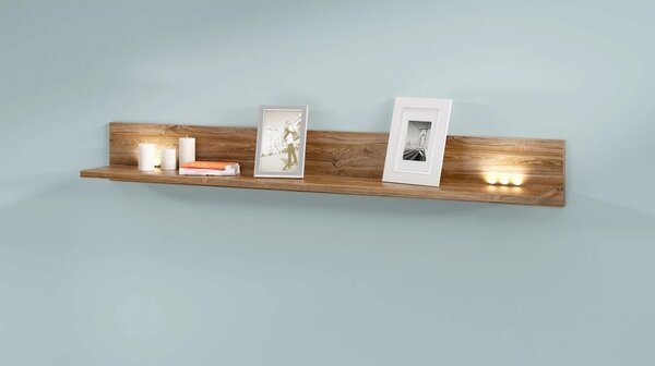 Polita GENT, stejar, PAL, cu iluminare LED, 200x27x25 cm
