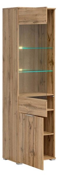 Vitrina ZELE, stejar wotan, PAL laminat, 56x41x195 cm