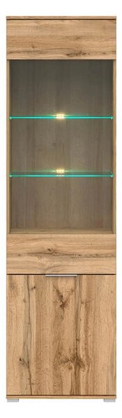 Vitrina ZELE, stejar wotan, PAL laminat, 56x41x195 cm