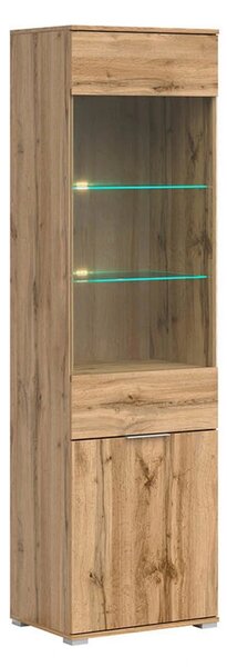 Vitrina ZELE, stejar wotan, PAL laminat, 56x41x195 cm