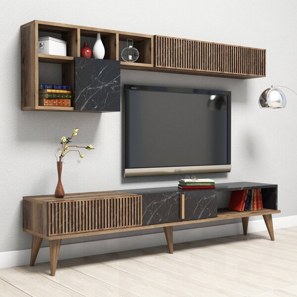 Set mobilier living Millano 1 (nuc + negru). 1072221