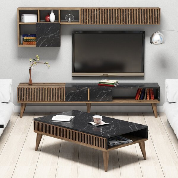 Set mobilier living Millano 1 (nuc + negru). 1072221