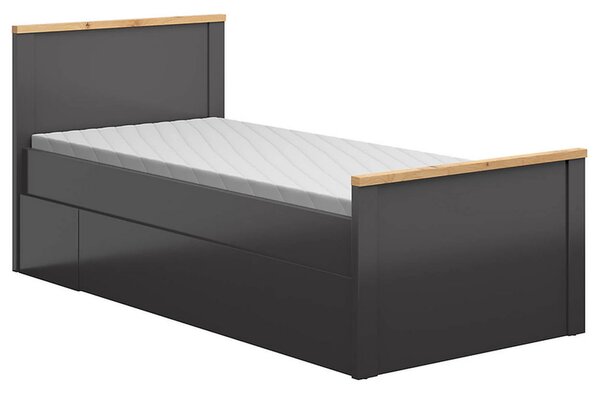 Cadru pat HESEN 90x200, gri grafit/stejar artisan, PAL