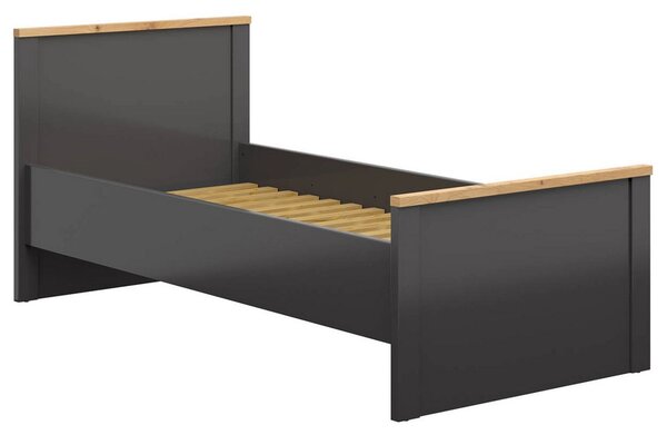 Cadru pat HESEN 90x200, gri grafit/stejar artisan, PAL