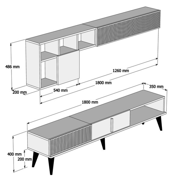 Mobilier living Millano (nuc + negru). 1072224