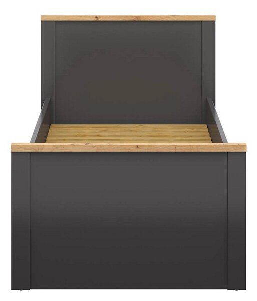 Cadru pat HESEN 90x200, gri grafit/stejar artisan, PAL