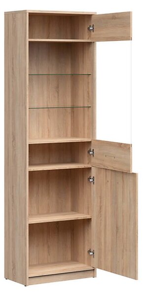Vitrina NEPO PLUS, stejar sonoma, PAL laminat/sticla, 60x34x197 cm