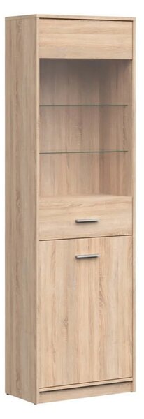 Vitrina NEPO PLUS, stejar sonoma, PAL laminat/sticla, 60x34x197 cm