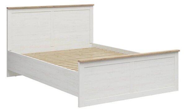 Cadru pat LOKSA 160x200, pin alb/stejar grandson, PAL