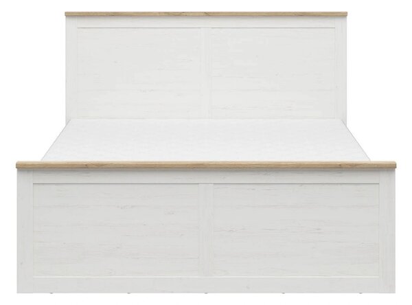 Cadru pat LOKSA 160x200, pin alb/stejar grandson, PAL