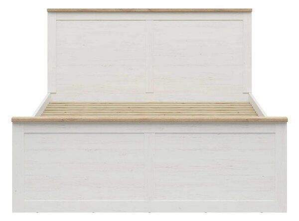 Cadru pat LOKSA 160x200, pin alb/stejar grandson, PAL