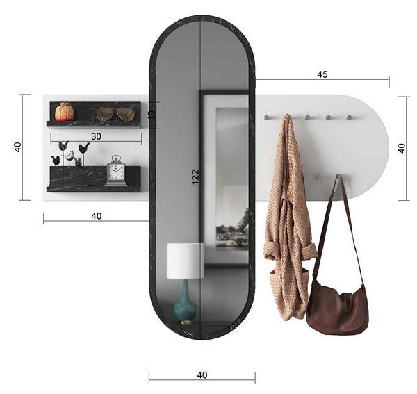 Mobilier hol Pixie 3 (alb) (cu oglindă). 1072344