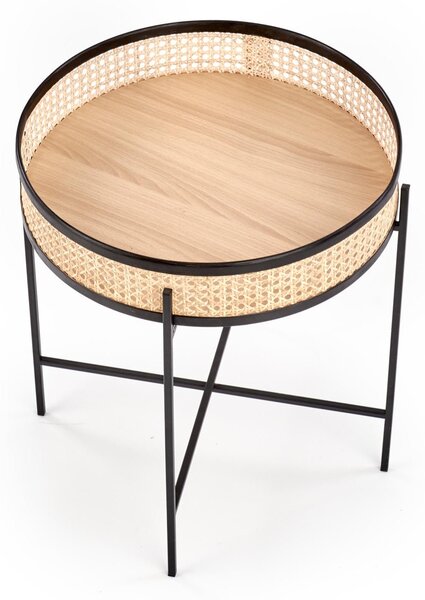Masuta de cafea LANIPA negru/ratan natural, 50x55 cm