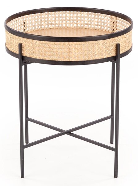 Masuta de cafea LANIPA negru/ratan natural, 50x55 cm