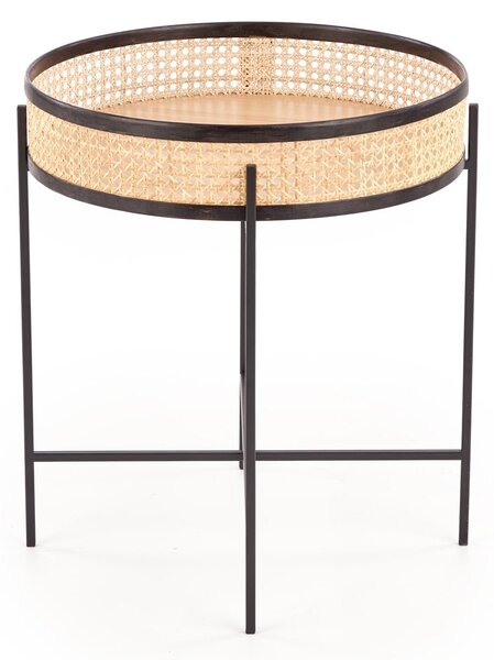 Masuta de cafea LANIPA negru/ratan natural, 50x55 cm