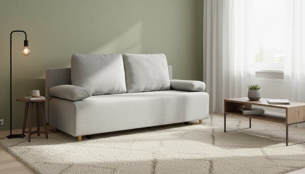 Canapea extensibila SUN, stofa catifelata gri - Enjoy New 45, 193x92x9