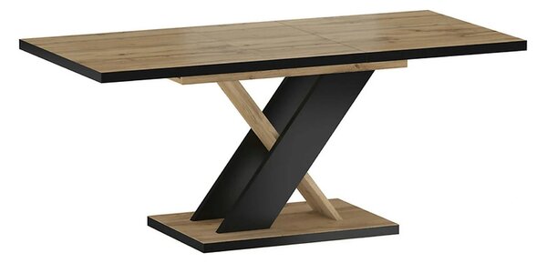 Masa extensibila ERYK, stejar artisan/negru, PAL laminat, 138/178x85x7