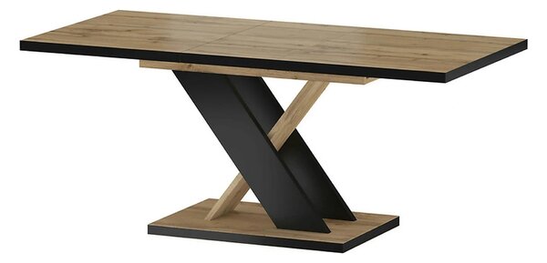 Masa extensibila ERYK, stejar artisan/negru, PAL laminat, 138/178x85x7