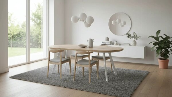 Masa extensibila PARES, stejar wotan/alb, PAL laminat/lemn, 90/180x90x