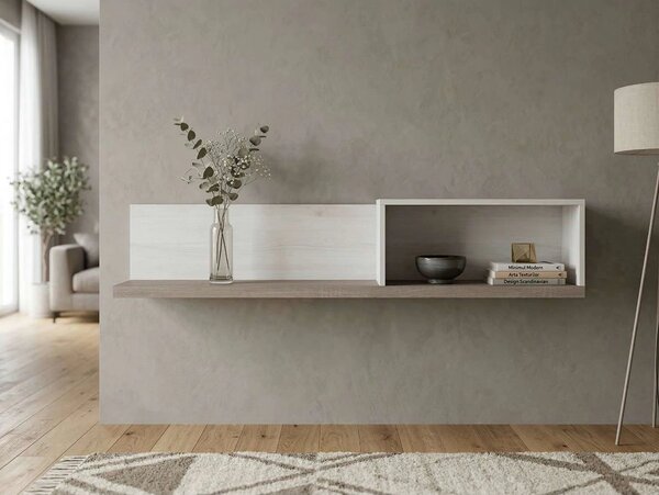 Raft LUCA JUZI, zada sibiu deschis/stejar sonoma, PAL laminat, 141x31x