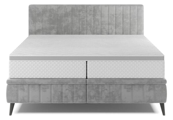 Pat CAYA 180x200, stofa catifelata bej - Whisper 03, cu suport saltea