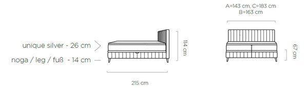 Pat CAYA 180x200, stofa catifelata bej - Whisper 03, cu suport saltea