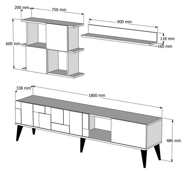 Mobilier living Madryt (Nuc + Antracit). 1072503