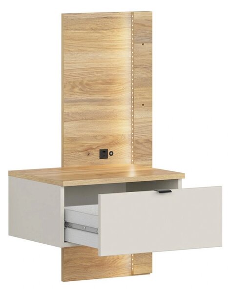 Noptiera GLAMOUR, stejar/casmir, PAL, pe partea stanga, 50x42x98 cm