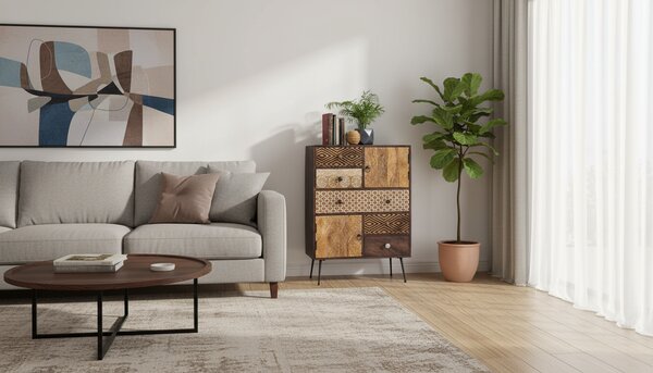 Comoda TAMANI, stejar, lemn, 80x38x108 cm
