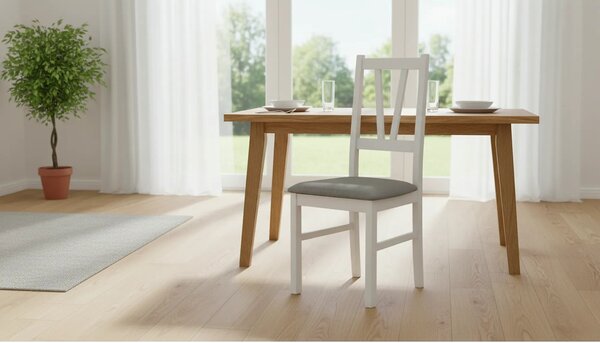 Scaun FILO, alb/gri, stofa clasica/lemn, 43x50x94 cm