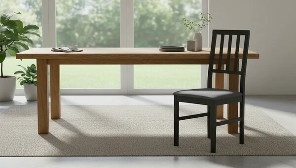 Scaun AREN, gri grafit/negru, stofa clasica/lemn, 43x50x92 cm