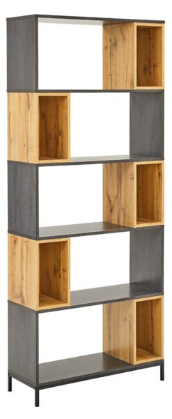 Biblioteca KIKO, stejar/gri antracit, 80x30x194 cm
