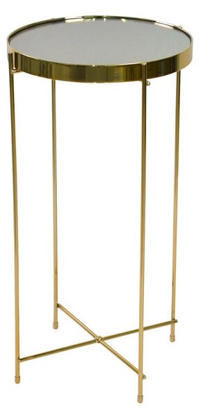Masuta cafea LEONE, auriu, sticla/metal, 33x33x61 cm