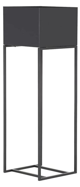 Ghiveci FINA, negru, metal, 25x25x80 cm