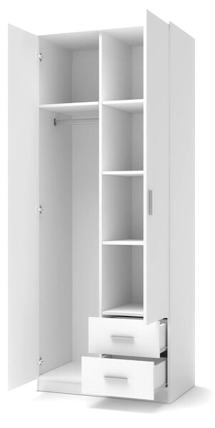 Dulap cu sertare si 2 usi Lima S2, alb, 205x52x80 cm